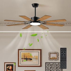 Ventilateur de plafond 52 pouces avec lumières, télécommande, 8 pales en contreplaqué, 6 vitesses, moteur DC silencieux et réversible, 3 CCT - Product Image 1