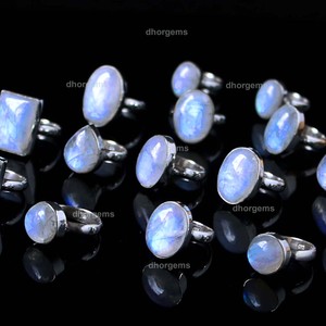 Natural White Moonstone <b>Rings</b> Necklace Boys Buddha Carved <b>Adjustable</b> <b>Sizes</b> Cabochon Bobby Pin Tray Lot - Product Image 5