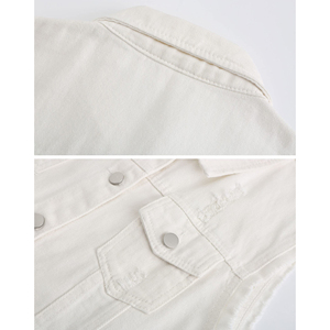 เสื้อกั๊กยีนส์ผู้หญิง สีพื้น ผ้าฟอก ทรงหลวม ไซส์ใหญ่ สวมใส่สบาย ระบายอากาศได้ดี เป็นมิตรกับสิ่งแวดล้อม ดีไซน์สั่งทำได้ กระดุมติดแบบสั้น - Product Image 3