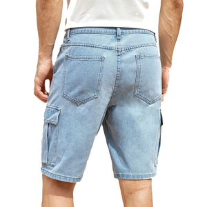 Shorts en jean déchirés pour hommes, décontractés, avec taille élastique et cordon de serrage, longueur genou, style streetwear estival - Product Image 3