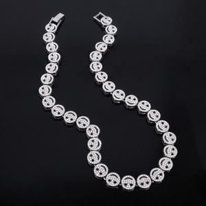 S925 Silver Moissanite Smile Face <b>Statement</b> <b>Necklace</b> Rhodium Plated Hiphop Style Beaded Chain Unisex Everyday Wear - Product Image 4