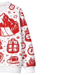 Sweat-shirt personnalisé blanc et rouge pour homme, imprimé en 3D, col rond, décontracté, sublimation personnalisée, automne-hiver - Product Image 3