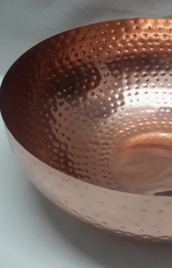 Solid Copper (or Copper-plated metal)Hand-hammered Dimpled pattern Decorative centerpiece flower/<b>floating</b> <b>candle</b> bowl Decor - Product Image 4