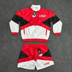 Wholesale Customized Two Piece Windbreaker Short Set Seasonal <b>Men's</b> Custom Windbreaker Shorts and <b>Jacket</b> Tracksuit - Product Image 4