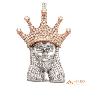 Collier pendentif couronne de roi en moissanite plaqué or rose, bijoux de mode pour hommes et femmes, pendentif de luxe de style moderne, New York City - Product Image 1