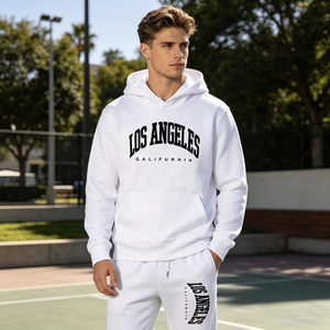 Ensemble sweat-shirt et jogging pour homme avec logo personnalisé, imprimé Los Angeles, ensemble décontracté blanc en deux pièces avec plusieurs tailles - Product Image 6