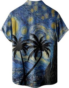 Camisas Hawaianas de Verano para Hombre, Antiarrugas, Estampado Floral Retro, Manga Corta, Botones, Serigrafía, Satén Ecológico, Camisas de Playa - Product Image 1