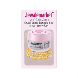Jewelemarket 2.4\" <b>Gold</b> Plated Crystal Stone <b>Bangles</b> <b>Set</b> 10575596WH_2.4 Luxurious Crystal Bracelets & <b>Bangles</b> - Product Image 2