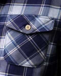 Camisa Casual Personalizada a Cuadros Azul Marino y Blanco para Hombre, Corte Entallado, Manga Larga, Botones, Algodón, Elegante, Calidad Premium, a la Moda - Product Image 4