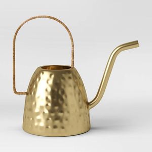 Vintage Gold Embssed Iron Watering Can Long Spout Powder Coated Durable <b>Gardening</b> Outdoor Indoor Use - Product Image 1