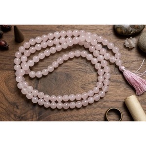 Handmade Rose Quartz 108 Mala Bracelet <b>Spiritual</b> Jewelry From Jaipur India Wholesale Crystal <b>Necklaces</b> - Product Image 1