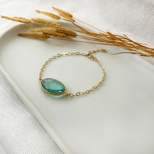 Pulsera Ovalada de Aguamarina con Cadena de Plata de Ley 925, Gema Natural, Joyería Minimalista Hecha a Mano para Mujer, Piedra de Nacimiento de Marzo - Product Image 4