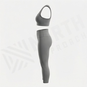 ชุดโยคะผู้หญิงไซส์ใหญ่ไร้รอยต่อ ระบายอากาศได้ดี ยืดหยุ่นสูง สองชิ้น เอวสูง เป็นมิตรกับสิ่งแวดล้อม ชุดออกกำลังกาย - Product Image 3