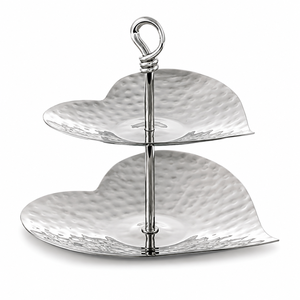 Hammered Metal Two Tier <b>Chocolate</b> Stand with <b>Heart</b> Design for Weddings Hotels and Events Custom Sizes and Colors Available Here - Product Image 1