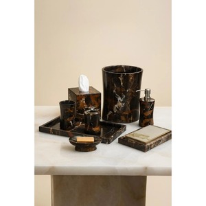Juego de Accesorios de Baño de Mármol de Lujo de Seis Piezas, Forma Rectangular, Duradero para Uso en el Baño - Product Image 1