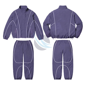 Custom Logo Printed Hooded Solid Winter <b>Waterproof</b> Lightweight Polyester/Nylon Wind Breaker Tracksuit 2-Piece <b>Set</b> - Product Image 2