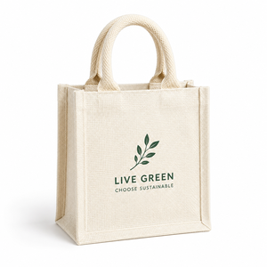 Sac fourre-tout en jute écologique, optez pour le vert, sac cadeau durable - Product Image 1