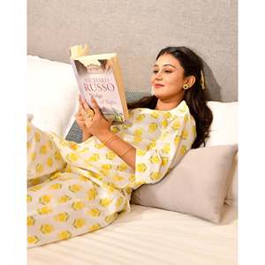 Women's Soft Lemon <b>White</b> Cotton Corduroy <b>2</b>-<b>Piece</b> Casual <b>Set</b> with Long Sleeves XS Size - Product Image 3