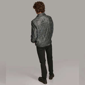 Blouson de travail personnalisé pour homme, style motard, en cuir, avec fermeture éclair, vente en gros, blouson rétro en cuir pour homme - Product Image 3