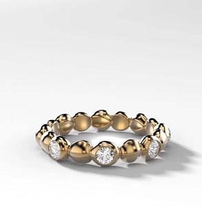 Cut Lab Grown Diamond Gold Plated 9k <b>Bubble</b> Fashion Ring Minimalist Silver Stackable Band Featuring Bezel Lab Grown - Product Image 2