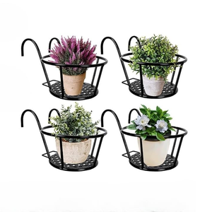 Metal Hanging Planter Pot <b>For</b> Balcony Railing Decorative Metal Hanging Pot Custom Metal Plant Hanger Wall Bracket Home Decor - Product Image 5
