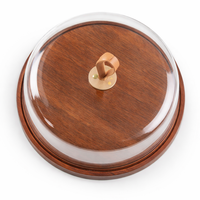Support à gâteau en bois avec cloche en verre, 12 pouces, support de présentation de desserts écologique, couleur personnalisable pour la cuisine