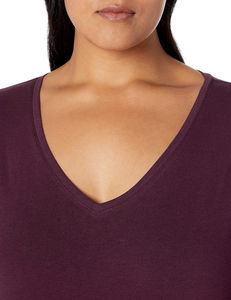Camisetas de Cuello en V para Mujer, Tallas Grandes, Transpirables, Lisas, Teñidas, 100% Algodón, Antiarrugas, Mejor Precio, Calidad Superior, Verano - Product Image 3
