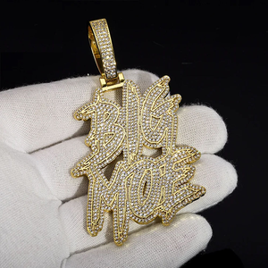 จี้เพชรโมอิสซาไนต์สุดหรูรูปตัวอักษร Moe ขนาดใหญ่ ประดับทองคำแบบ Iced Out สไตล์ฮิปฮอป สร้อยคอพร้อมจี้ เครื่องประดับสุดโดดเด่น - Product Image 5