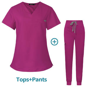 Uniforme de Dentista Elegante de Alta Calidad en Color Verde Azulado y Negro, Uniformes Médicos de Rayón para Enfermeras, Uniformes Rosados para Mujeres - Product Image 6