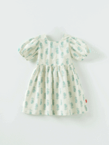 Vestido Estilo Coreano OZKIZ para Niñas, 100% Algodón Chifón Azul con Decoración Plisada para Niñas de 2 a 7 Años, Moda de Verano, Venta al Por Mayor - Product Image 1