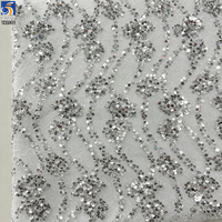 Tissu en dentelle brodée de sequins YX1596, maille florale scintillante pour robes, robes de soirée et vêtements de créateurs pour femmes