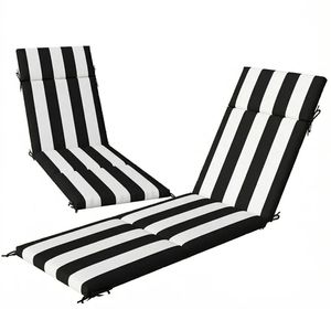 Set di 2 Cuscini per Sedia da Esterno Bianco e Nero, Cuscini Premium per Esterni - Product Image 5