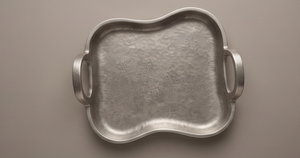 Plateau de service de luxe en métal argenté ondulé, avec poignée en boucle, pour centre de table de salon, décoration, vente en gros - Product Image 2