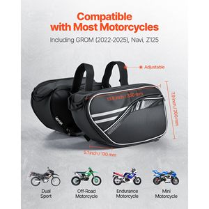 Borsa Laterale per Moto di Grande Capacità 30 L (15 L X 2) con Copertura Impermeabile e Cinghie, Compatibile con MOS - Product Image 2