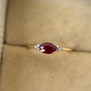 Bague minimaliste en rubis naturel, argent sterling 925 plaqué or 14 carats, pour fiançailles, anniversaire, promesse, anniversaire de mariage - Product Image 1