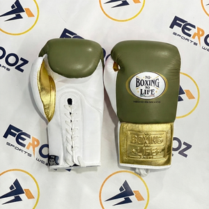 Professional Training No Boxing No Life Leather Boxing Gloves White <b>Peach</b> Gold Lace Up Training Gear Adults Custom Made - Product Image 2