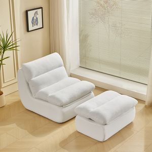Cozy Corduroy Modern Compressed Lounge Chair with Ottoman <b>Recliner</b> for Small Spaces-Living Room or Bedroom Use - Product Image 3