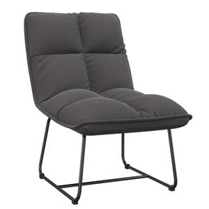Sillón de terciopelo gris oscuro con estructura metálica para decoración de sala de estar - Product Image 2