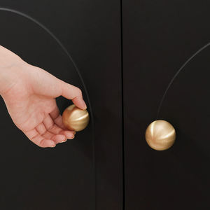 Pomo de Gabinete Moderno en Forma de Domo de Latón Sólido con Acabado Dorado Cepillado, Pomo para Cajón de Cocina, Armario y Muebles - Product Image 3