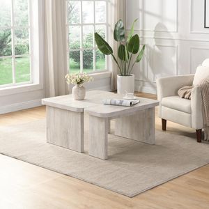 Tavolo da Caffè Rettangolare a L Staccabile Stile Rustico, Tavolo da Pranzo Singolo in Legno 47.24*23.62 Pollici e 35.43*31.49 Pollici, Stile Moderno - Product Image 5