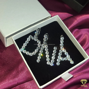 Bling Bubble Letter Pendant Custom <b>Initial</b> Moissanite Diamond <b>Necklace</b> Luxury Fashion Jewelry - Product Image 1