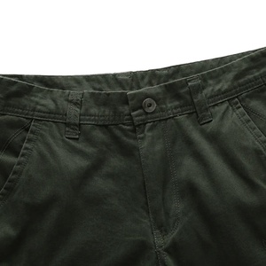 Pantalones cortos Cargo con múltiples bolsillos para hombre, pantalones cortos de mezclilla verde de algodón para hombre, pantalones cortos tácticos informales sin cinturón, verano 2025 - Product Image 4