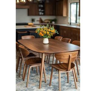 Ensemble de salle à manger en teck scandinave moderne pour un intérieur contemporain - Product Image 1