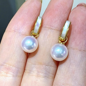Boucles d'oreilles de luxe en argent pur avec perle d'eau douce naturelle, petite ampoule Aurora 6-7, lumière extrêmement intense, lumière impeccable - Product Image 4