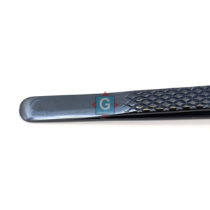 Pince à épiler Gray Rocks noire à long bec, épaisse, pour cils, 10 mm, en acier inoxydable, avec poignée antidérapante et antistatique - Product Image 6