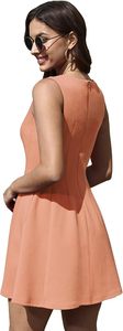 Vestido Mini sin Mangas con Cuello Redondo, Corte en A, Color Sólido, Informal, para Verano, Transpirable, Ajustado, Tejido de Poliéster - Product Image 6