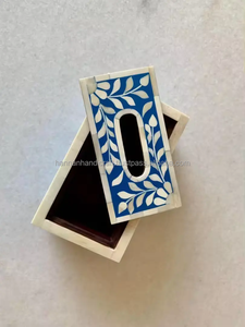 Boîte à mouchoirs de luxe en os incrusté pour décoration de table avec logo, motif floral décoratif en nacre incrustée - Product Image 3