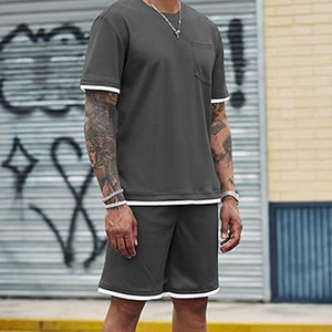Mens 2 Piece Streetwear <b>Set</b> Manufacturer Cotton T Shirt Cargo Shorts OEM ODM Custom Logo Bulk - Product Image 3
