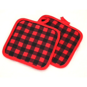 Decorative 100% Cotton Eco-Friendly Checkered Design Heat Resistant Dishwasher Safe <b>Pot</b> <b>Holders</b> Exporter India for Kitchen Oven. - Product Image 3