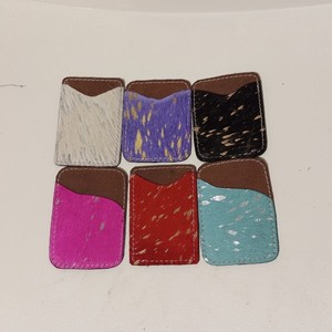 El más nuevo tarjetero de cuero de vaca personalizado para hombres y mujeres cabello en tarjetero metálico tarjetero Mini billetera - Product Image 3